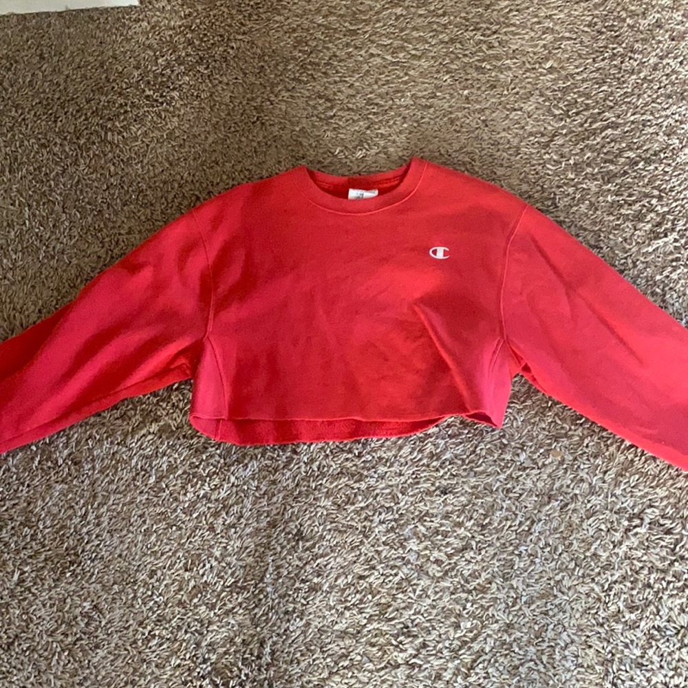 Red Champion Cropped Crewneck- Size XS